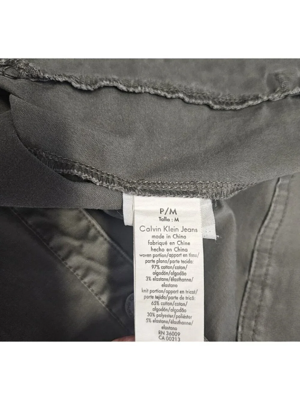 Calvin Klein Jeans Petite Medium Olive Green Utility Jacket Snap Front
